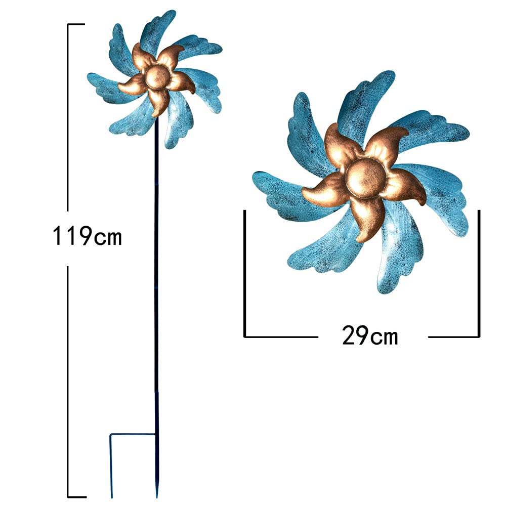 Moulin à vent de 119,4 cm pour terrasse, pelouse et jardin qui vous permettent de ressentir différents effets visuels et de détendre votre humeur (cyan)