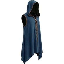 Runcati Mens Renaissance Hooded Surcoat Medieval Cloak Knight Tunic Tops