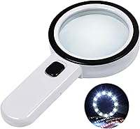 Nazano 3X Magnifying Glass with 12 LED Lights - Illuminated Handheld Magnifier for Seniors, Reading Small Print, Coins, Stamps & Macular Degeneration