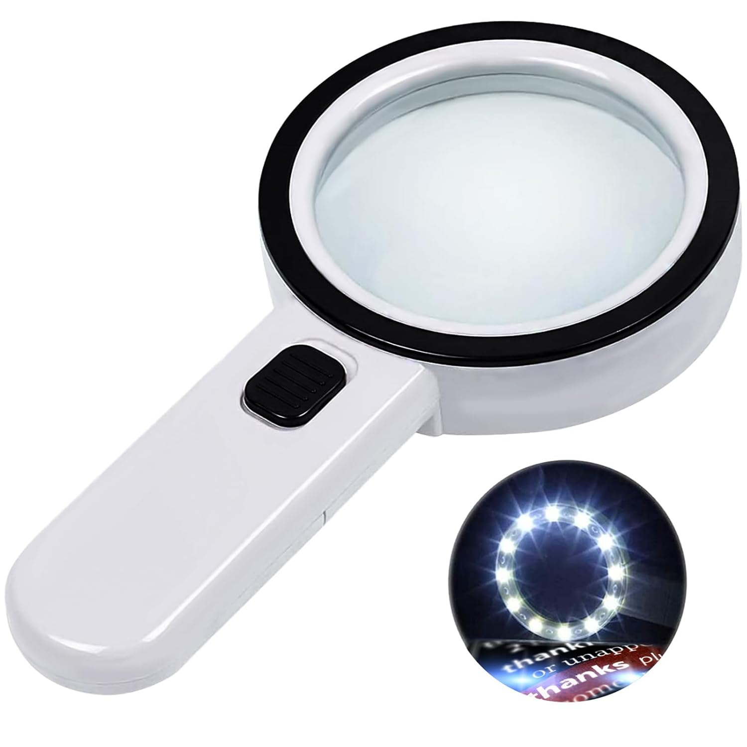 Product image of Magnifying Glass with 12 LED Lights, 30X Double Glass Lens Handheld Illuminated Magnifier Reading Magnifying Glass with for Seniors Read, Coins, Stamps, Map, Inspection, Macular Degeneration