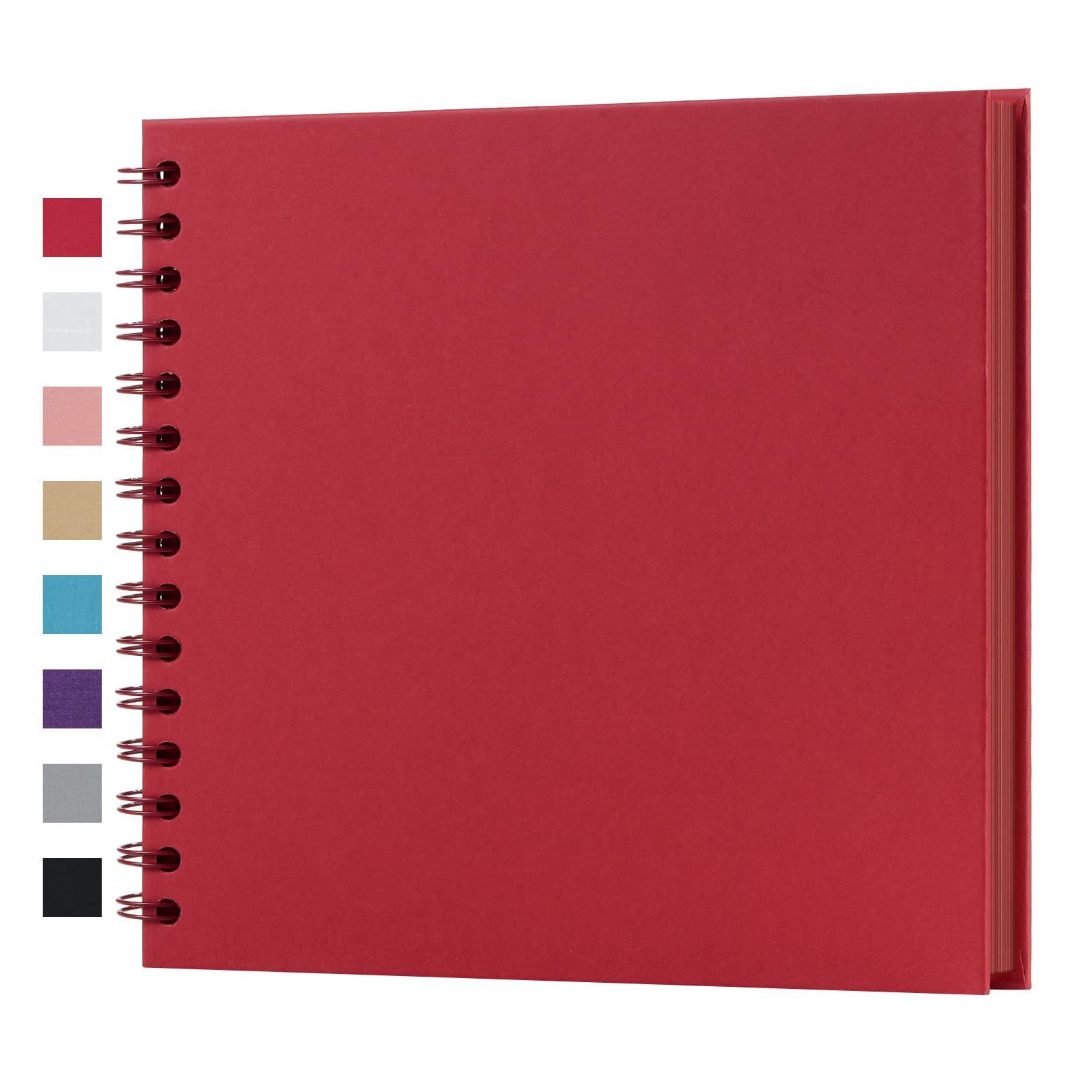 potricher 8 x 8 Inch DIY Scrapbook Album 40 Pages Hardcover Kraft Paper Scrap Book Photo Albums Memory Book for Wedding and Anniversary Family (Red, 8 Inch)