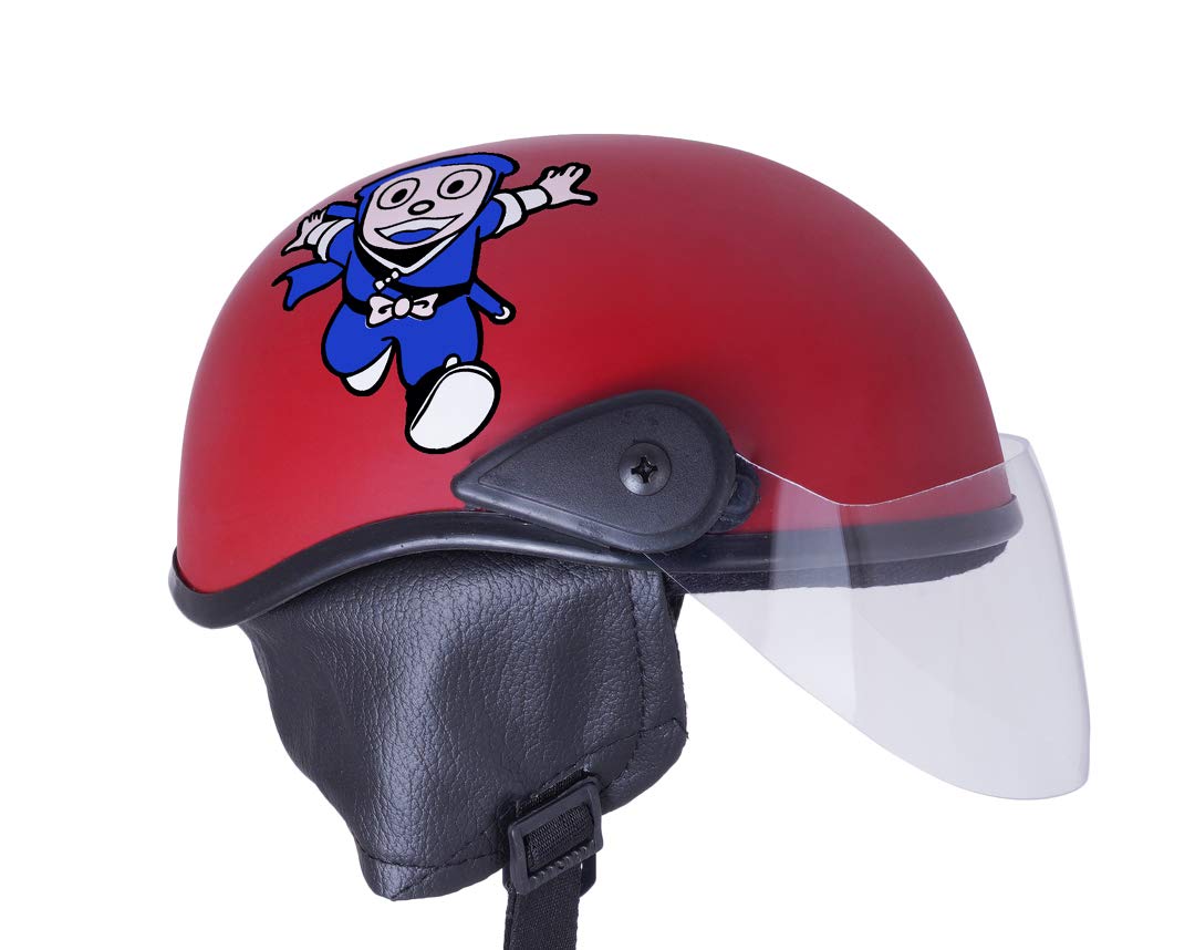 Western Era Stylish Cartoon Open Face Helmet for Kids || Baby Safety and Comfort || (3-12 Years). (Free, Red Matte)-image-33