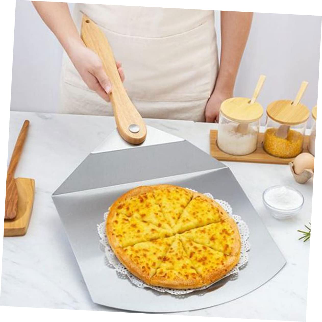 Hemobllo Spatule Pliable pour Pizza et Gâteau Inox avec Manche Accessoire de Cuisine Polyvalent pour Restaurants et