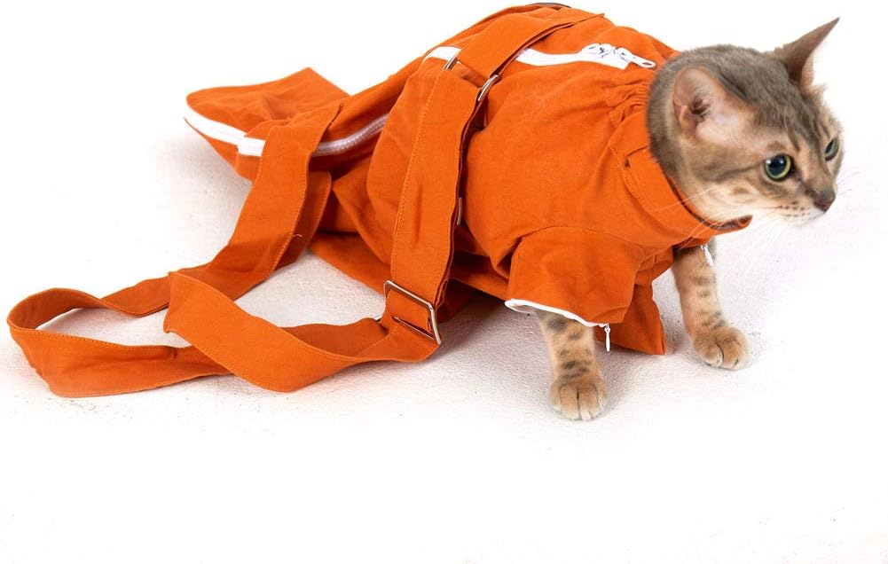 Furubaby Cat Sack Grooming Bag Soft Sided Cat Carrier Shoulder Portable Bag Pouch for Large Small Cats, Kitten, Small Dogs, Puppies, Take Cat to Vet, Airline Approved, Travel in Car (M, Deep Saffron)