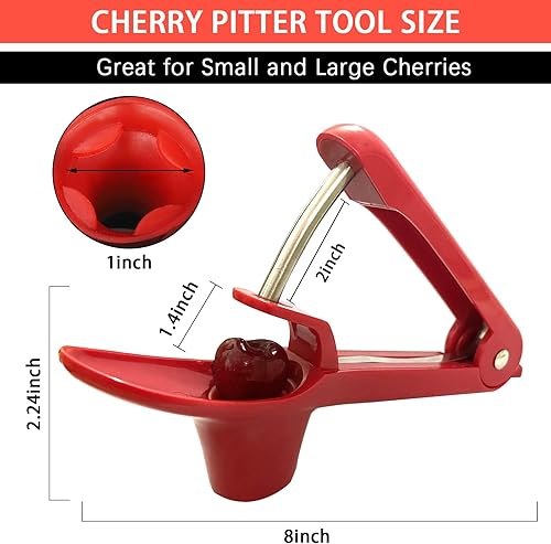 Miniatura 9 de Cherry Pitter - Herramienta descorazonadora de acero inoxidable resistente para olivos y cerezas con diseño de bloqueo que ahorra espacio,