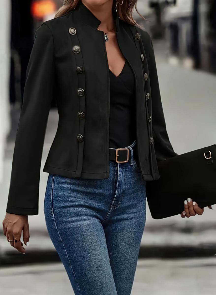 chouyatou Women's Faux Suede Leather Jacket 2025 Fall Winter Clothes Casual Business Long Sleeve Blazer Jacket Coat - Image 3