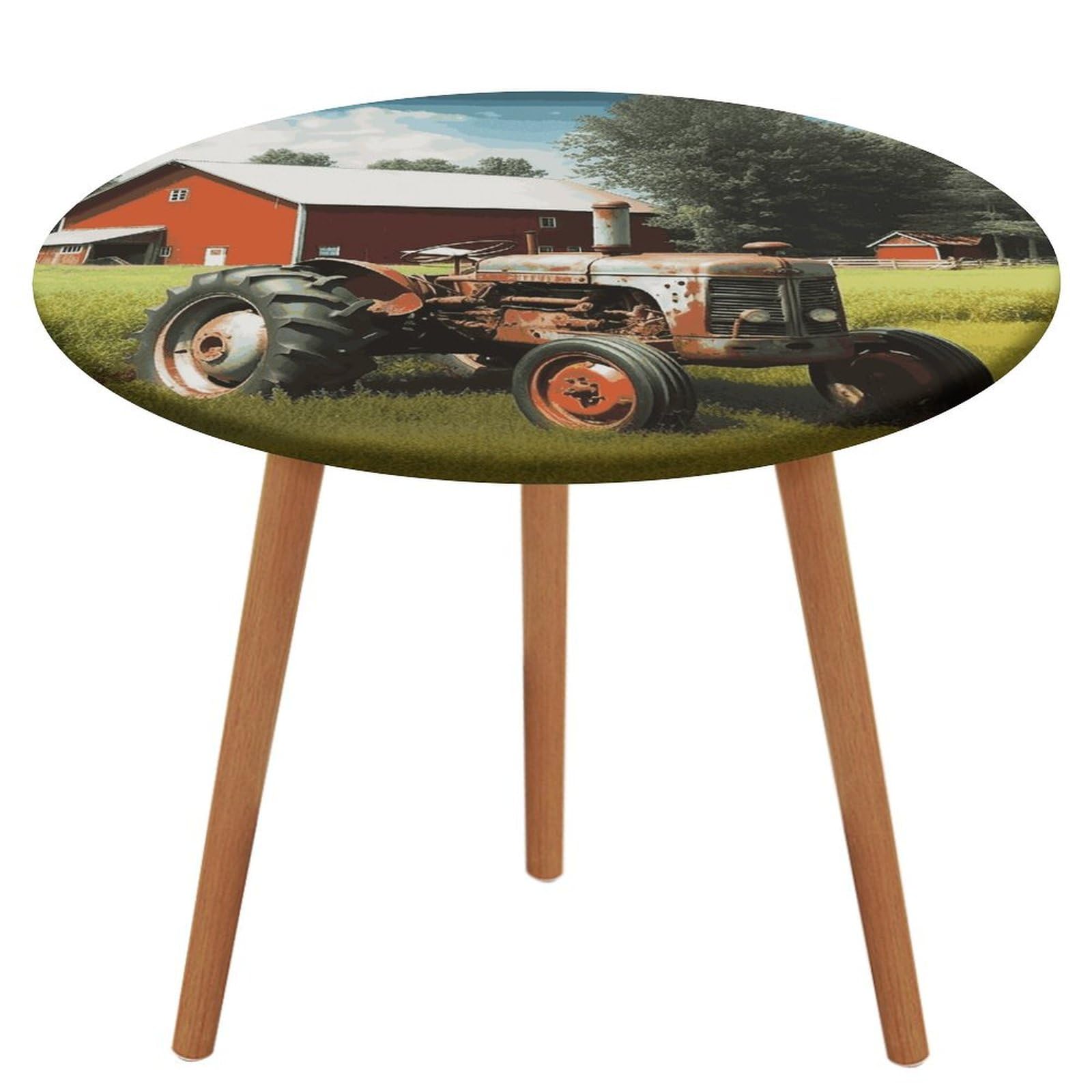 Nappe ronde de salle à manger motif tracteur pour repas de famille