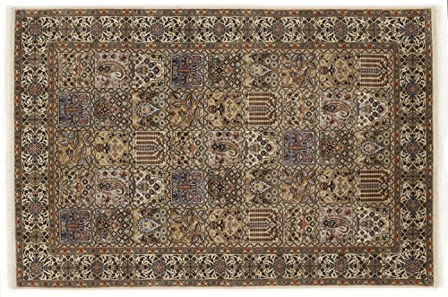 ROSHAN GHOM echter klassischer Orient-Felder-Teppich handgeknüpft in creme-creme, Größe: 60x90 cm