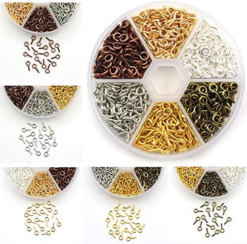 Key Chains for Craft Including 60 Pieces Keychain Rings with Open Jump Rings in 7 Colors and 600 Pieces Small Screw Eye Pins in 6 Colors DIY Crafts Key Chain Connector Accessories(660 Pieces)