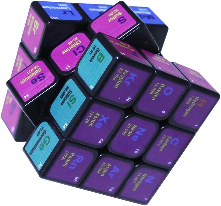 Periodic Table Speed Cube – Smooth 3x3 Puzzle with UV Printed Chemical Elements Magic Cube, Educational STEM Gift for Students & Adults