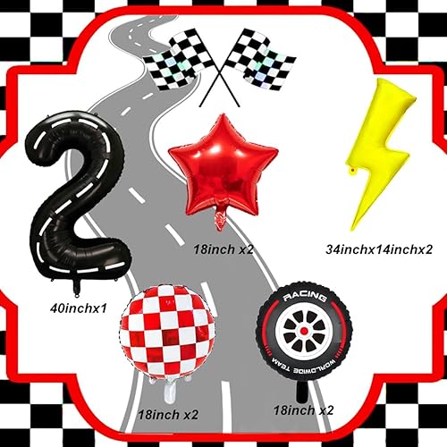 Miniatura 2 de Decoraciones de Fiesta de Cumpleaños de Coches de Carreras de Dibujos Animados Globo Grande de Papel de Aluminio con Rayo Globos de Coches
