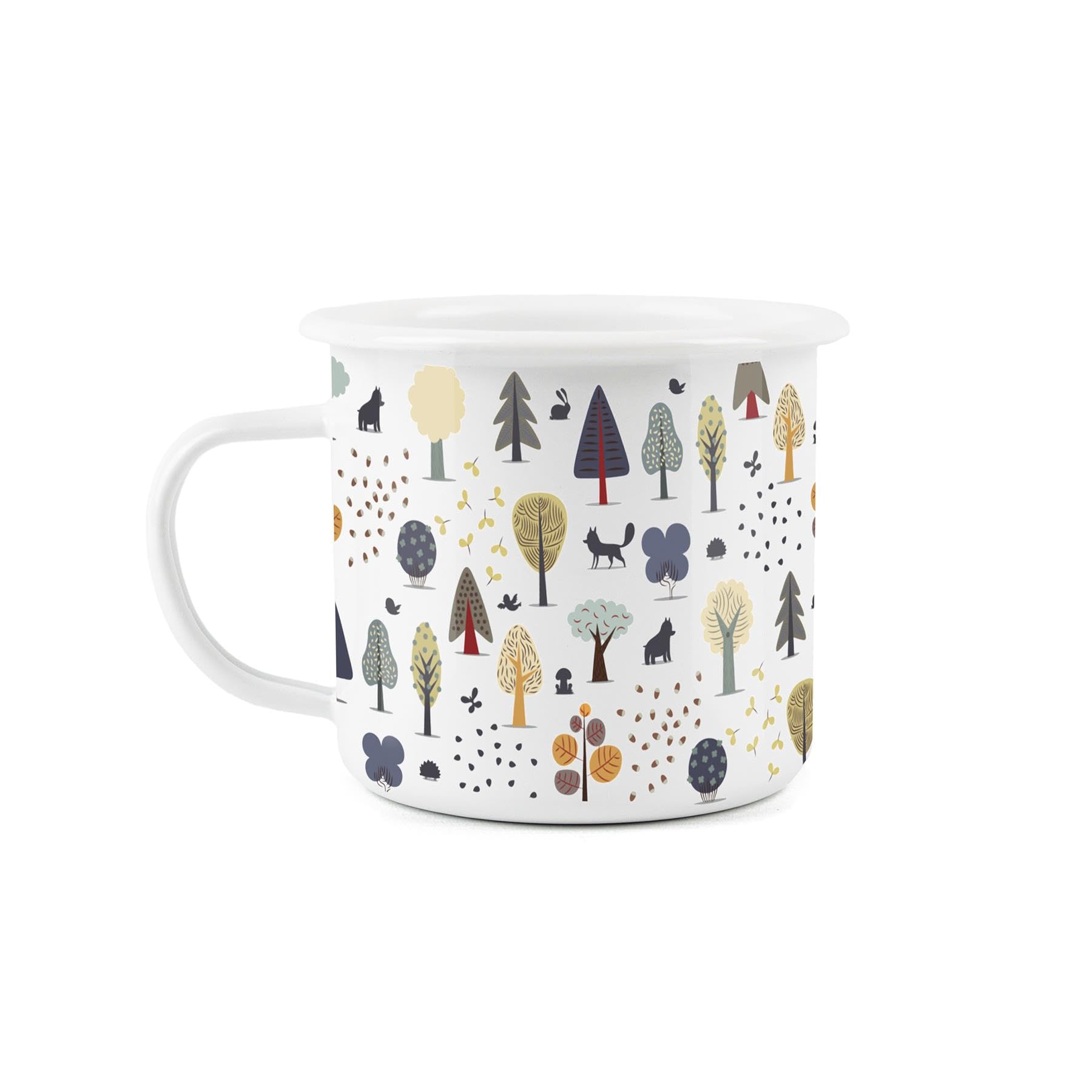 Forest Patterned Enamel Mug - Camping Gift Durable Hot Drinks White Outdoor Cup - Travel Picnics Home Hiking - Image 2