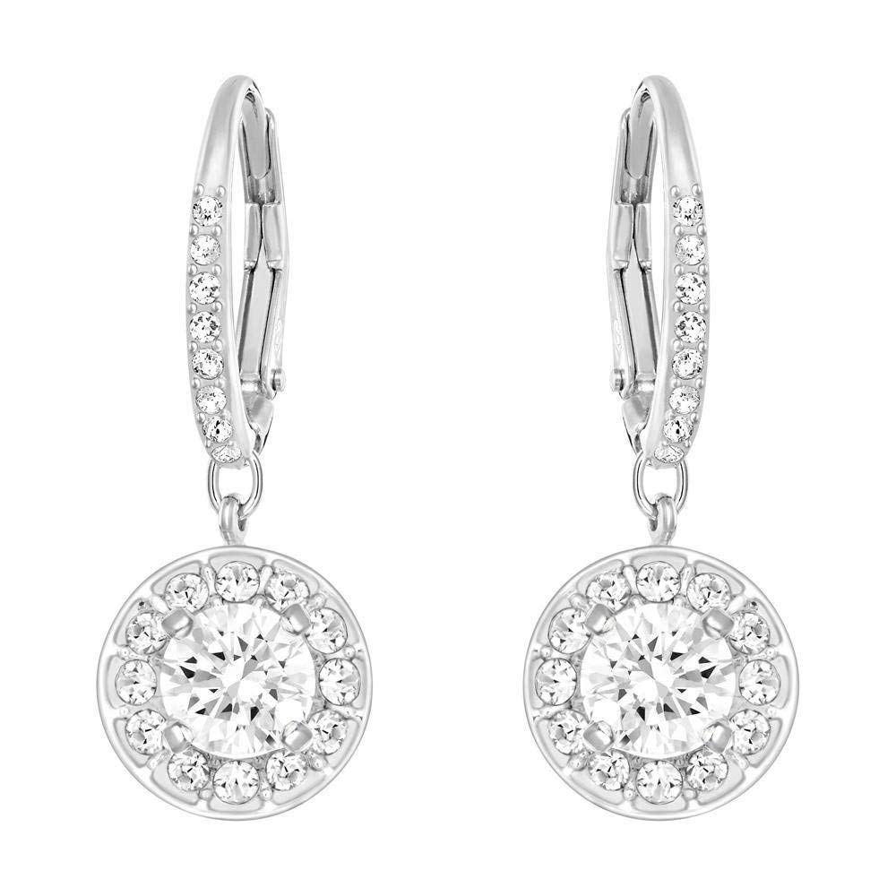 SwarovskiCrystal Authentic Attract Rhodium Plated Enchanting and Bedazzling White Light Pierced Earrings