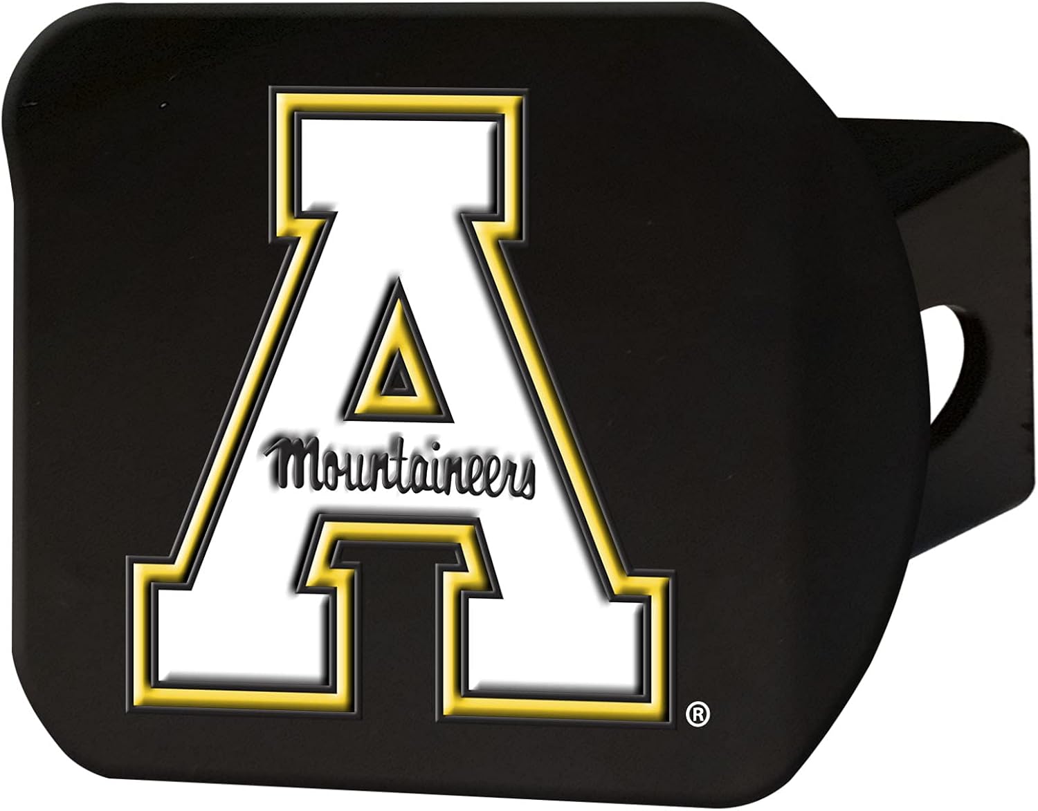 FANMATS 27854 Appalachian State University Black Metal Hitch Cover - 3D Color Emblem with Metal Chrome 3D Logo Emblem – Easy Installation on Truck, SUV, Car - Ideal Gift for Die Hard NCAA Fan