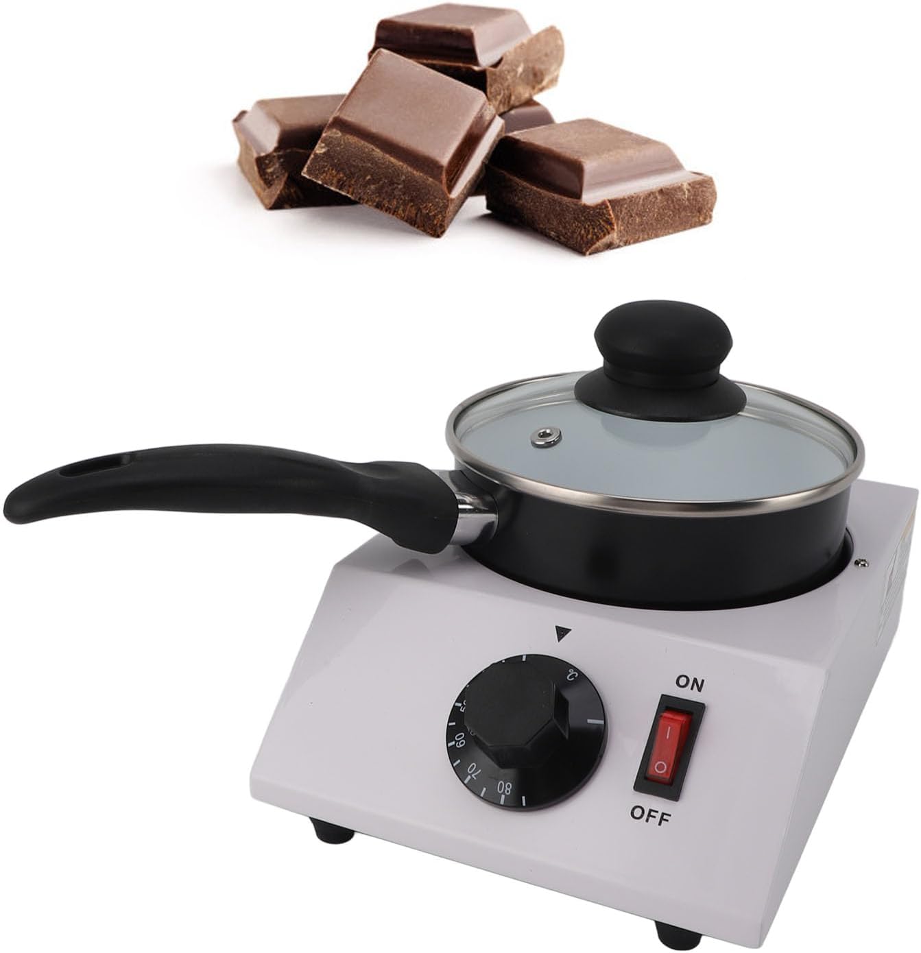 Chocolate Melting Machine Electric Heating Pot 30-85℃ Manual Control 1kg Aluminum Melter Coffee Butter Wine Cream Milk (US Plug 110v)