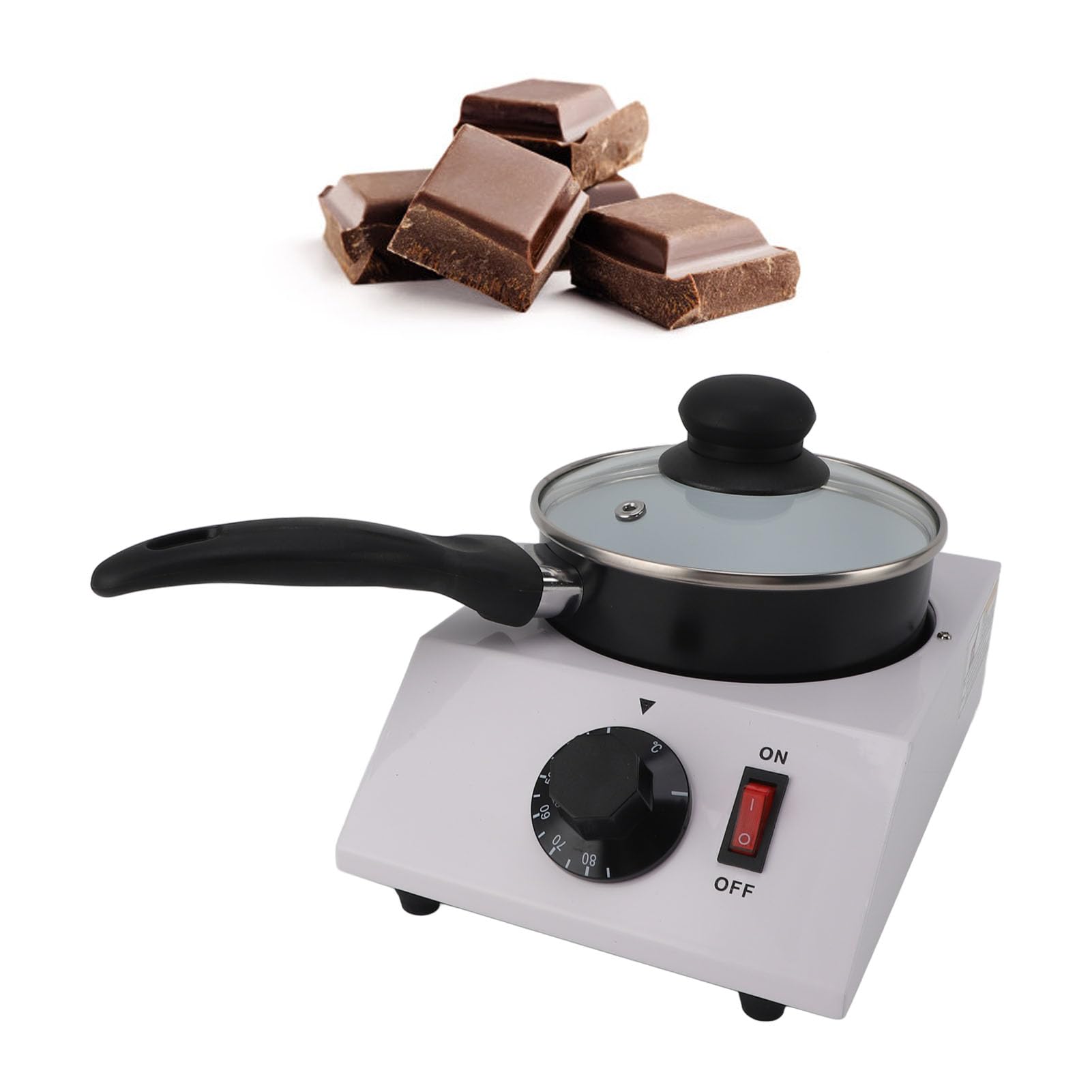 Chocolate Melting Machine Electric Heating Pot 30-85? Manual Control 1kg Aluminum Melter Coffee Butter Wine Cream Milk (US Plug 110v)