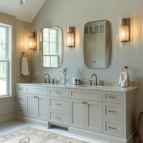 Miniatura 101 de ANDY STAR Espejos ovalados dorados para baño, espejo de pared oblongo, con marco de metal dorado cepillado de 24 x 36 pulgadas, espejo de tocador