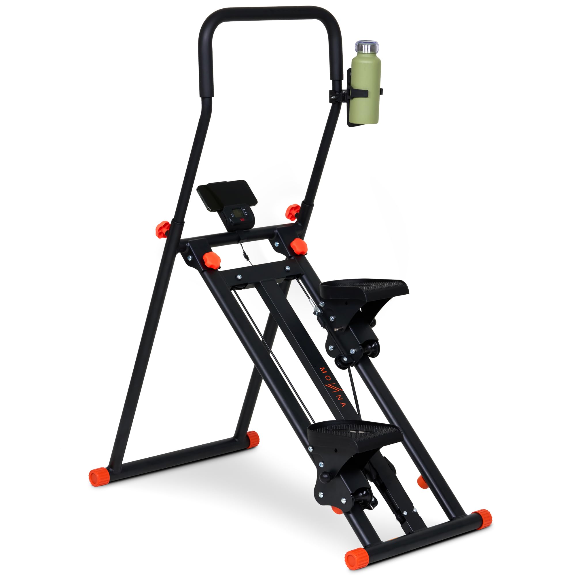 Stairmaster für Zuhause – Movana Treppensteiger Fitnessgerät mit 3 Schwierigkeitsstufen für Beginner, Testsieger, Handy- & Flaschenhalter, Cardio & Kraft, Stair Climber Stepper Heimtrainer