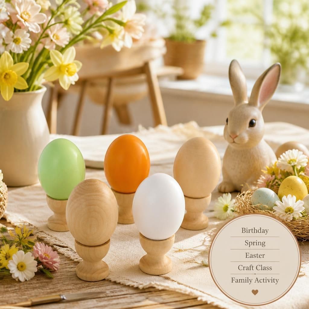 10 Pcs Wooden Egg Cup Holders Easter Egg Display Stand Mini Egg Cups Egg Holder Tray Rustic Wood Egg Rack Craft Painting Decoration