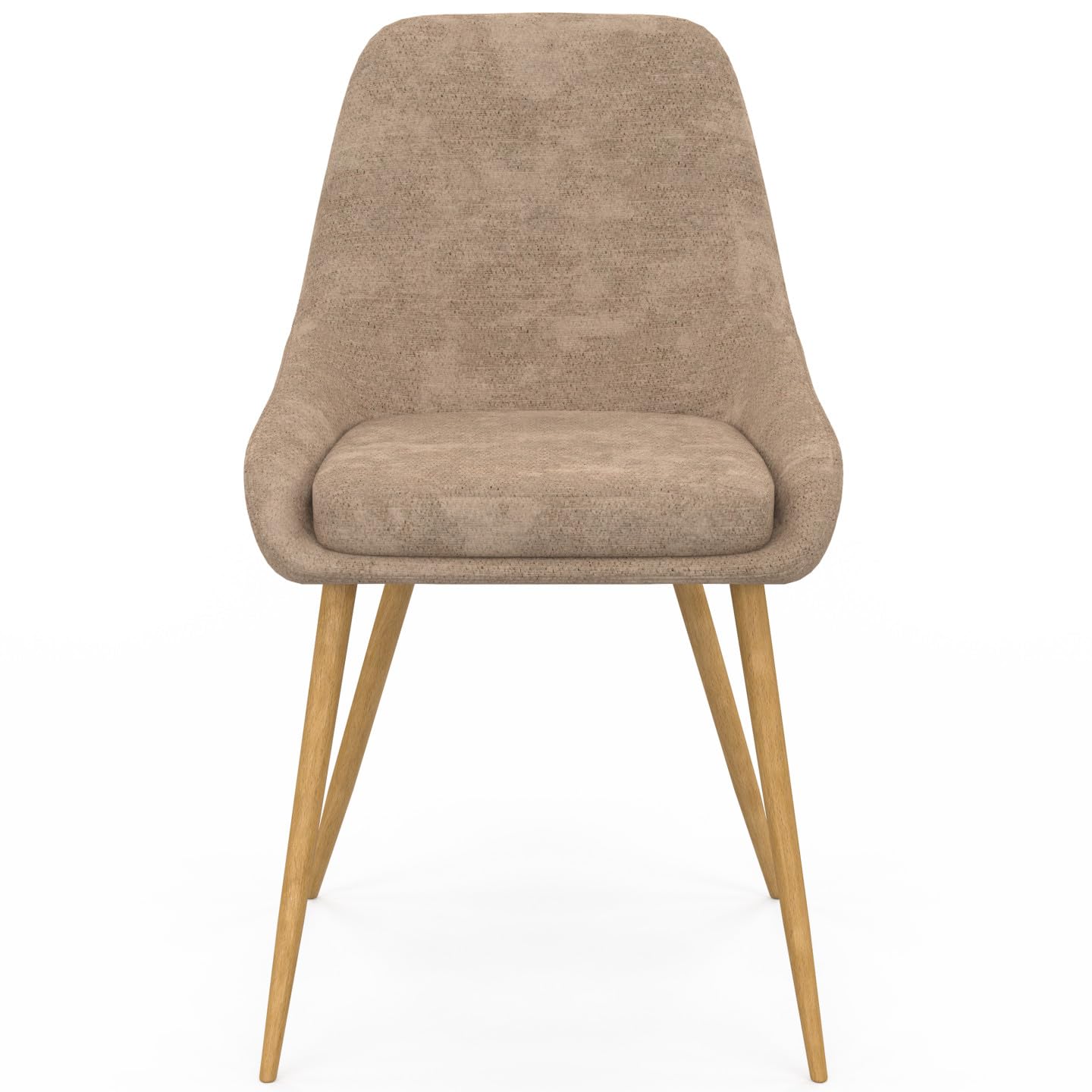 IDMarket - Lot de 6 chaises THALYA en Tissu Chenille Mix Color Taupe x2, Beige x2, Marron x2 et Pieds Effet Bois avec accoudoirs