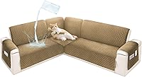 Vista 27 de Fundas de sofá seccional para perros 100% impermeables, funda de sofá en forma de L para esquinas, de terciopelo, lavable, antideslizante