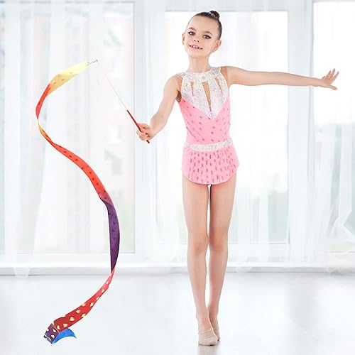 Miniatura 4 de Abeillo 2 piezas de cintas de baile rítmica, 78.7 pulgadas de cinta de gimnasia, varita de bailarina con cintas de baile para niños, aptas para