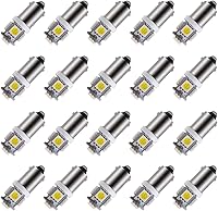 Vista 1 de BlyilyB - Paquete de 20 bombillas LED blancas BA9S T11 T4W 64111 de bayoneta en miniatura con base de un solo contacto 5SMD 5050 para luces
