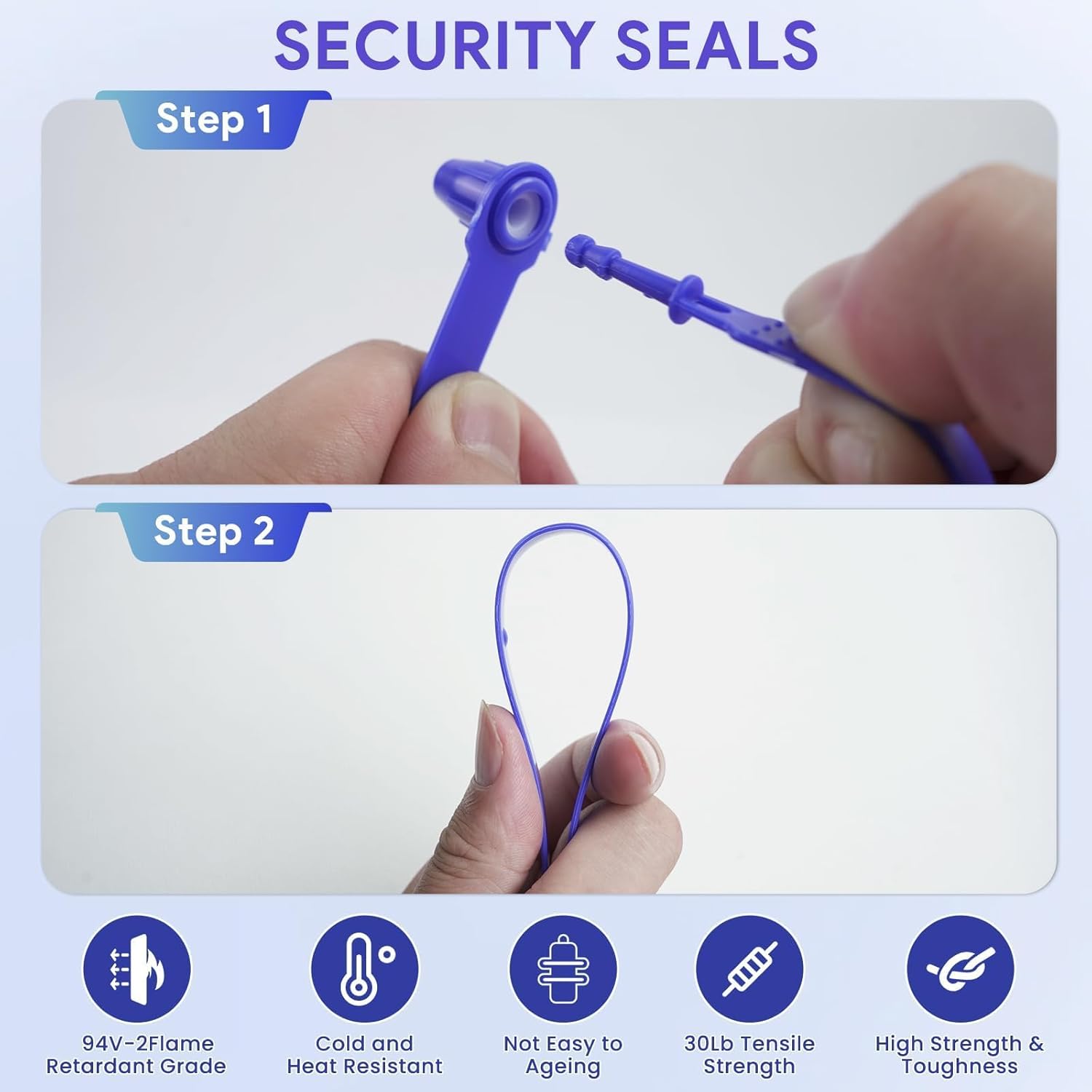 1000 Pcs Plastic Truck Trailer Door Seals, Tamper Evident Security Tags, Safety Number Zip Ties with Labels for Trailer Logistics Transport Package Shipping, Blue - Image 5