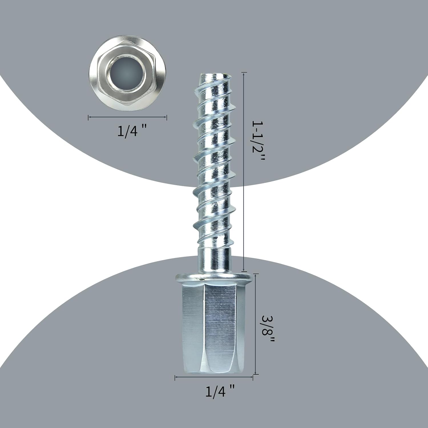 80 Pack 3/8" Threaded Rod Anchor for Concrete, Vertical, 1/4" x 1-1/2", Carbon Steel Threaded Rod Fitting