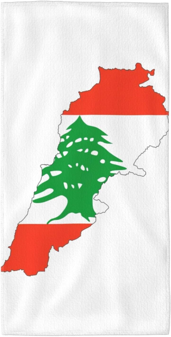 Lebanon Flag Map Print Hand Towels for Kitchen, Decorative Bathroom Towels Decor Farmhouse Cute for Men Women Gifts