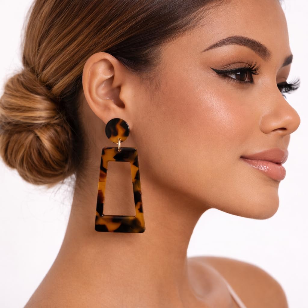 Symvikio Statement Clip On Earrings for Women, Statement Rectangle Geometric Dangle Drop Earring Clips for Non Pierced Jewelry Gifts - Image 4