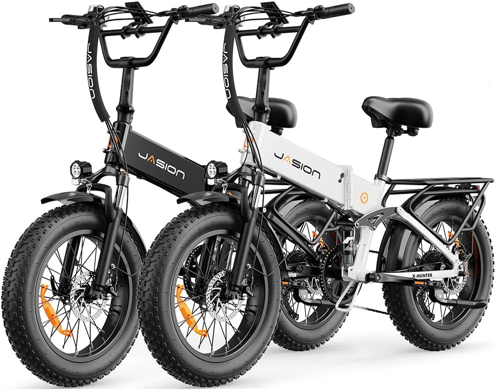 Jasion X-Hunter/ST/PRO Electric Bike for Adults,1800W/1400W Peak 20''Fat Tire Foldable Ebike,Folding E Bike Up to 80/70 Miles Range,720/624WH Removable Battery,30 MPH E Bike,Certified by UL2849