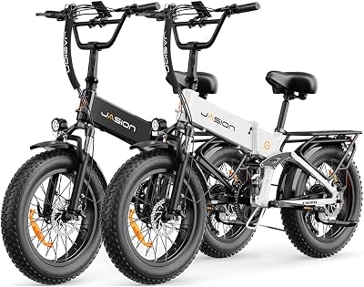 Jasion Hunter Pro Foldable Electric Bike, 20''*4 Fat Tire Bicycle, 30+MPH & 80 Miles Long Range, 1800W Peak Motor, 720WH Removable Battery, App Control & Full Suspension, Dual Hydraulic Brakes E-Bike