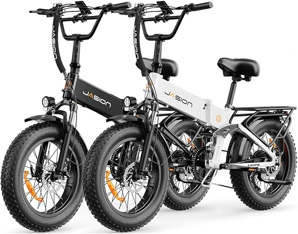 Jasion Hunter Pro Foldable Electric Bike, 20''*4 Fat Tire Bicycle, 30+MPH & 80 Miles Long Range, 1800W Peak Motor, 720WH Removable Battery, App Control & Full Suspension, Dual Hydraulic Brakes E-Bike