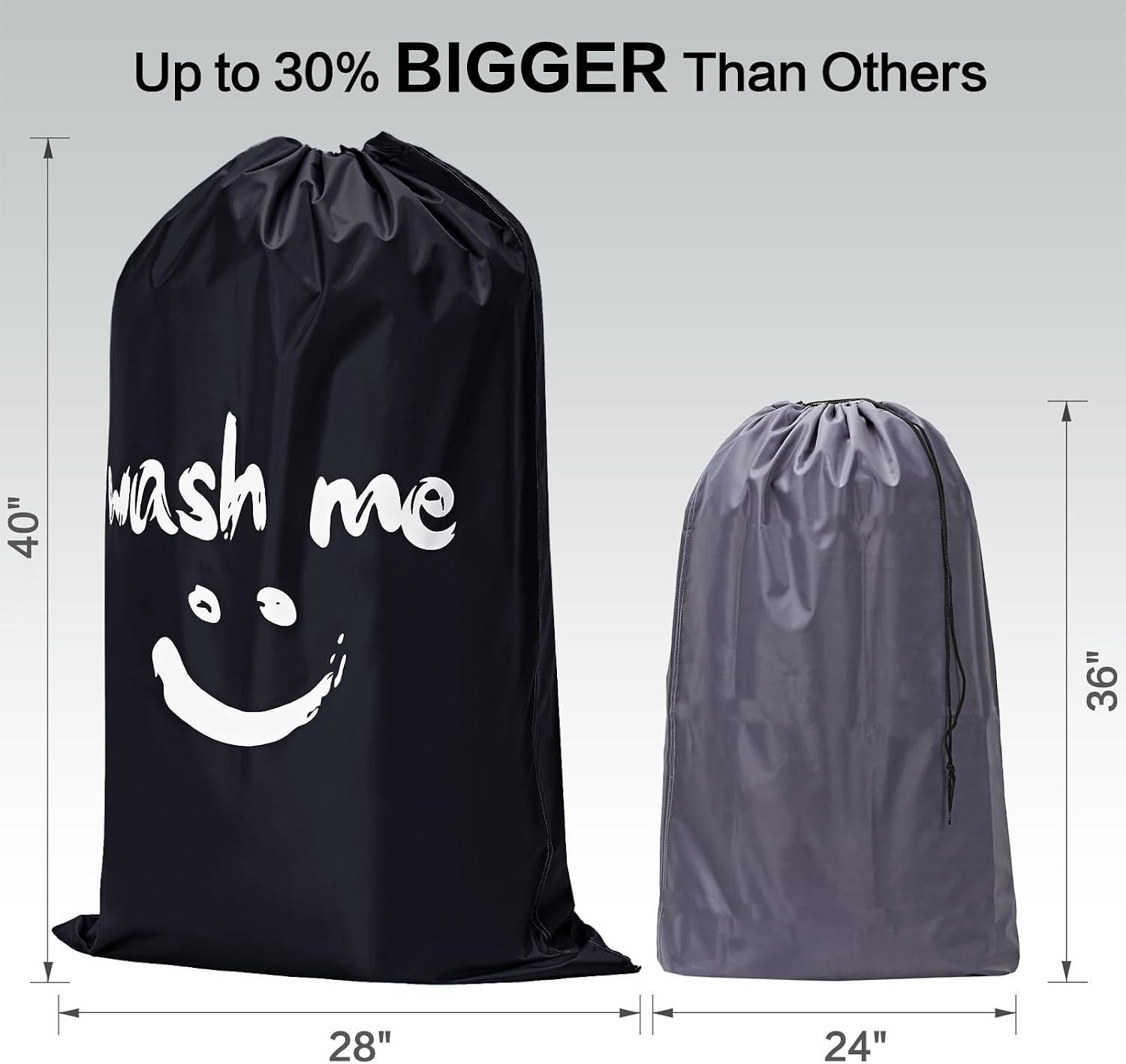 HOMEST XL Wash Me Travel Laundry Bag, Dirty Clothes Organizer, Large Enough to Hold 4 Loads of Garments, Easy Fit a Hamper or Clothing Basket, Black
