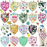 18 Pieces Summer Dog Bandanas Hawaiian Style Triangle Dog Scarf Pets Bibs Fruit Flamingo Pattern Adj