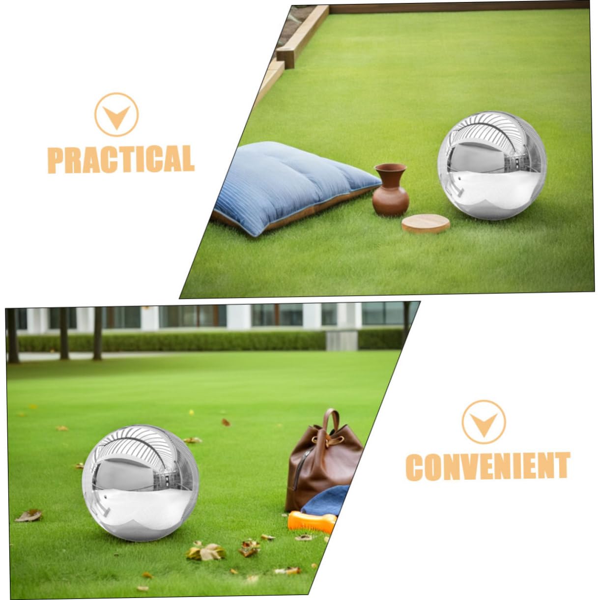 iplusmile Boule de Jardin Acier Inoxydable Poli Miroir Sphère Réfléchissante Creuse et Ornement Flottant pour Décoration Extérieure Terrasse et Piscine