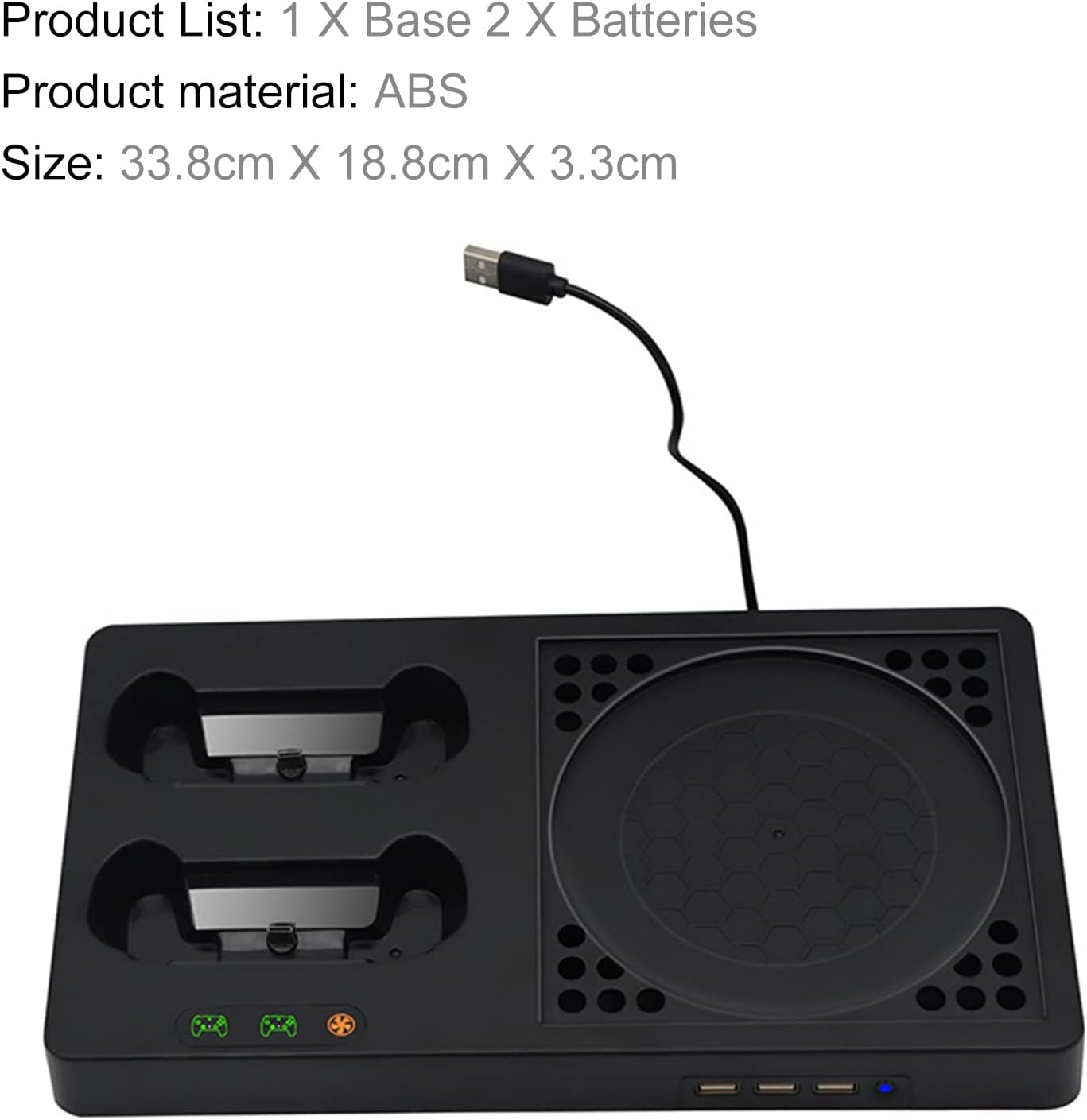 Game Console Charger Base Fan Magnetic Base LED ABS Charging Station with Cooling Fan for Xbox Series Black