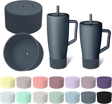 2Pcs Silicone Boot Compatible with Brumate Era 40 oz 30 oz Tumbler, Anti-Slip Bottom Sleeve Cover Bumper, Protective Water Bottles Accessories, BPA-Free Nightfall Blue