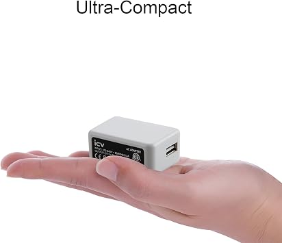 icv USB Wall Charger 5V 2A 10W AC Power Adapter with US Plug for Phone, Tablet and Other Related USB Powered Devices Small and Lightweight Designed for Safety(White) | For Phone, Tablet and Other Related USB Powered Devices, Small and Lightweight, Designed for Safety