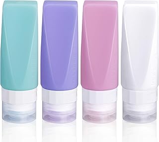 Travel Bottles Leak Proof ,3 oz TSA Approved Silicone Squeezable Travel Shampoo Bottles , Refillable Travel Containers Set...