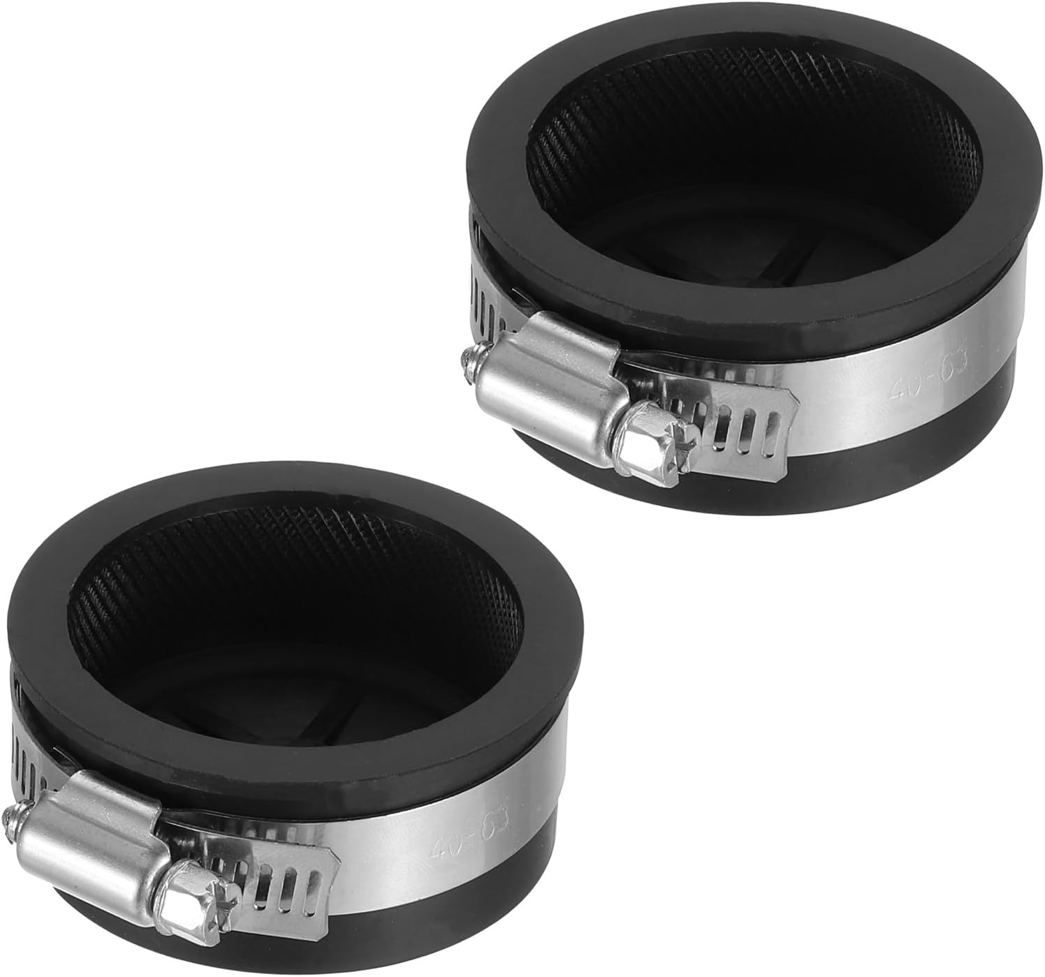 PATIKIL 2 Inch PVC Pipe Cap, 2 Pcs Steel Mechanical Test Plug with Stainless Steel Clamps Sewer Cleanout Cover, Black
