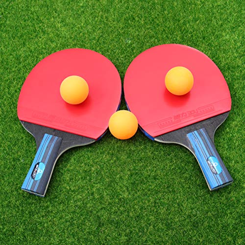 Lioobo 2 raquetes de tênis de mesa de cabo curto e 3 bolas duráveis profissionais úteis para atletas