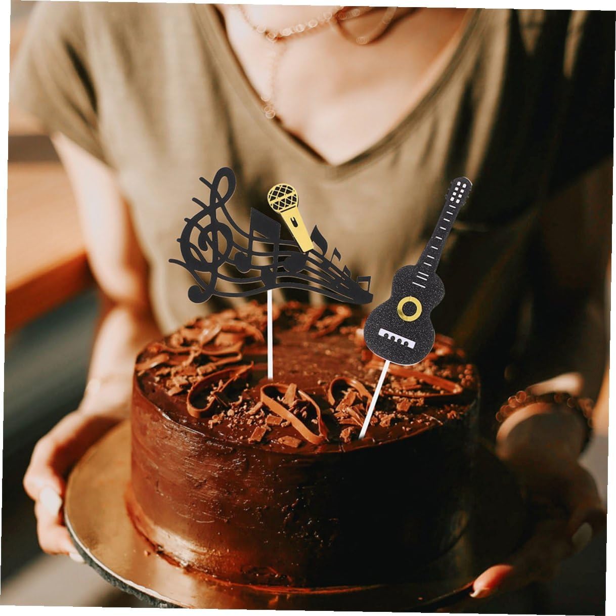 Music Notes Cake Toppers Set for Birthday Party Non-edible Music Theme Cake Decorations and Karaoke Events