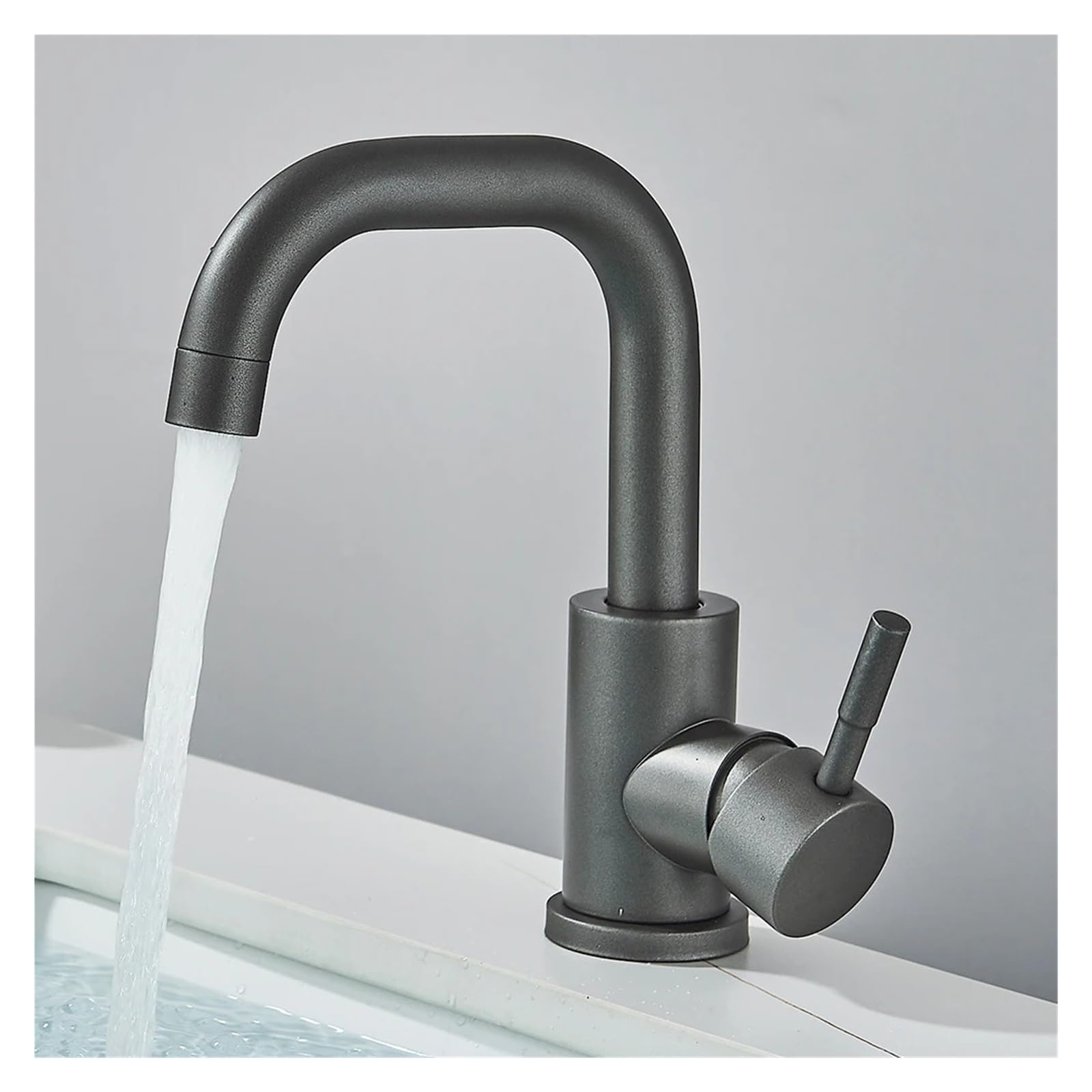 Grifo de fregadero de cocina giratorio 360 mezclador gris mate inoxidable