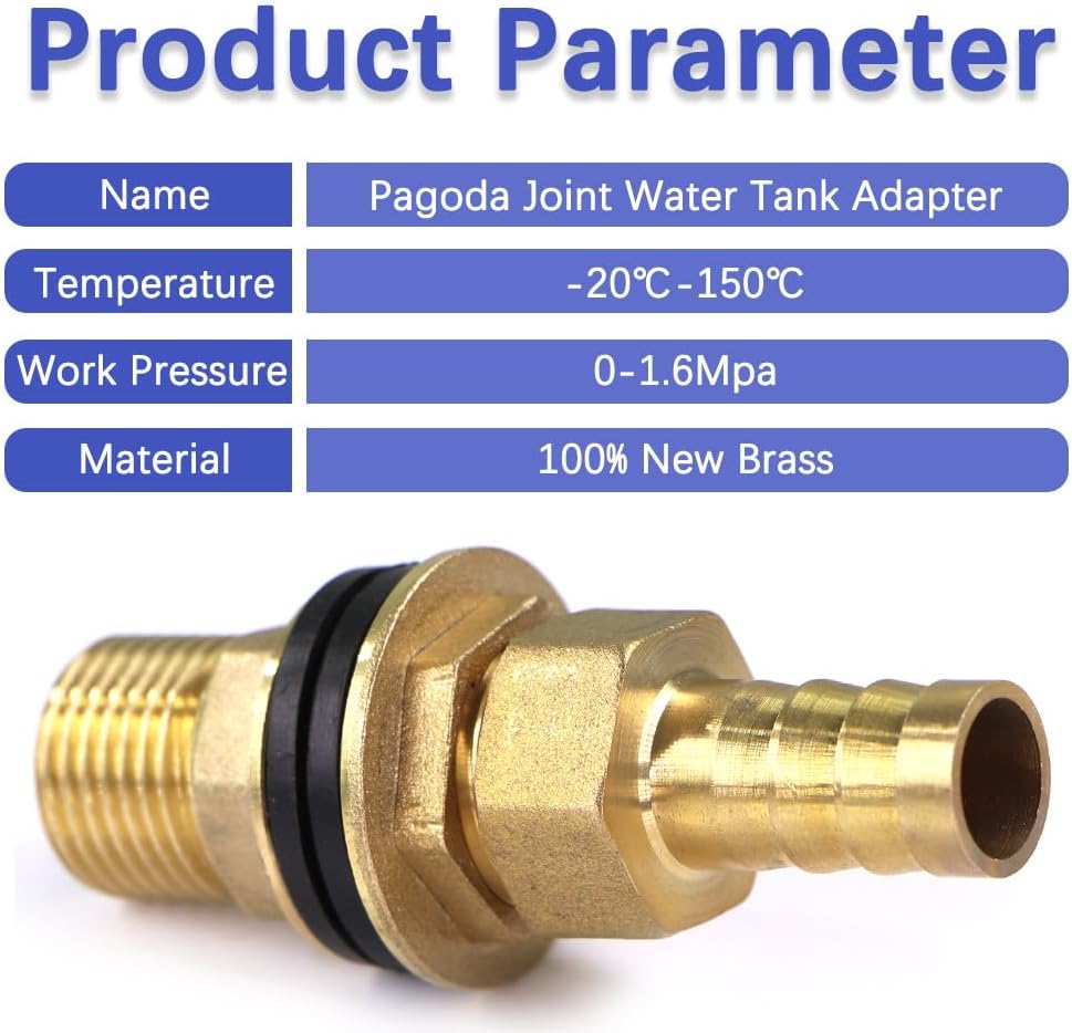 6-19mm Brass Water Tank Joint with Pagoda Hose Adapter Double Sealing Washer Garden Irrigation Pipe Tube Coupling Connect Repair,Type B,for 8mm Tubing