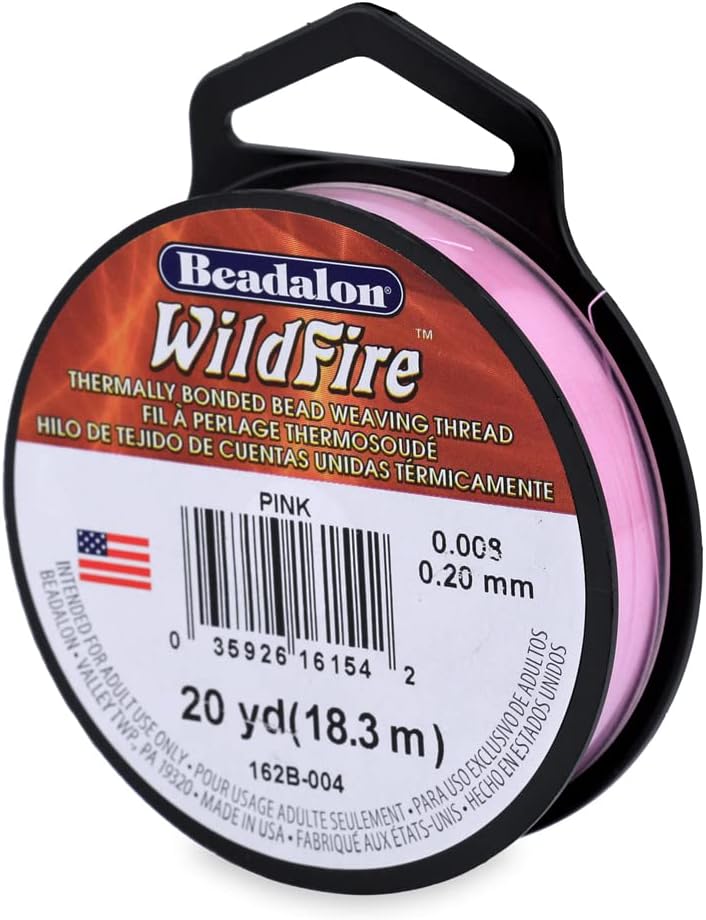 Beadalon Wildfire, 0.008 in, 0.20 mm, Break Strength 12 lb / 5.5 kg, Pink, 20 yd / 18 m