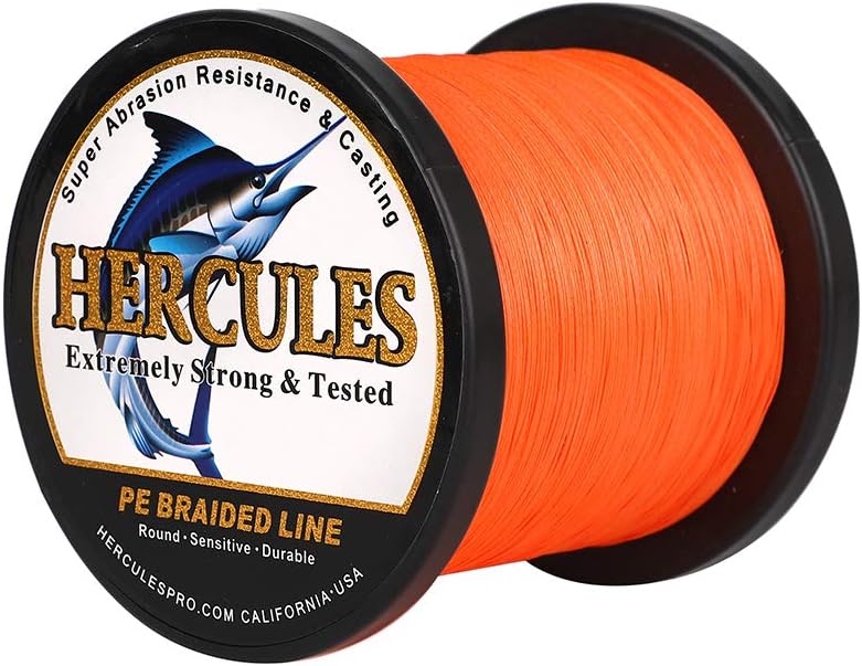 HERCULES Cost-Effective Super Cast 8 Strands Braided Fishing Line 10LB to 300LB Test for Salt-Water,109/328/547/1094 Yards(100M/300M/500M/1000M),Diam.#0.12MM-1.2MM,Hi-Grade Performance,Variety Colors