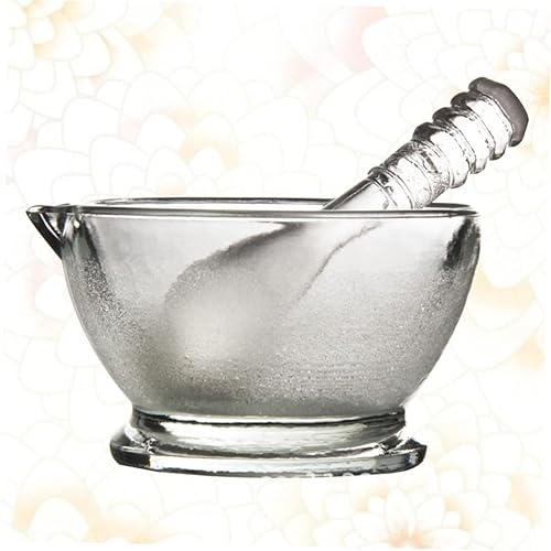 Miniatura 7 de Contenedor manual Cuenco de pedestal de mortero de ajo Manual de piedra de vidrio Contenedor manual Cuenco Mortero de laboratorio y piedra de