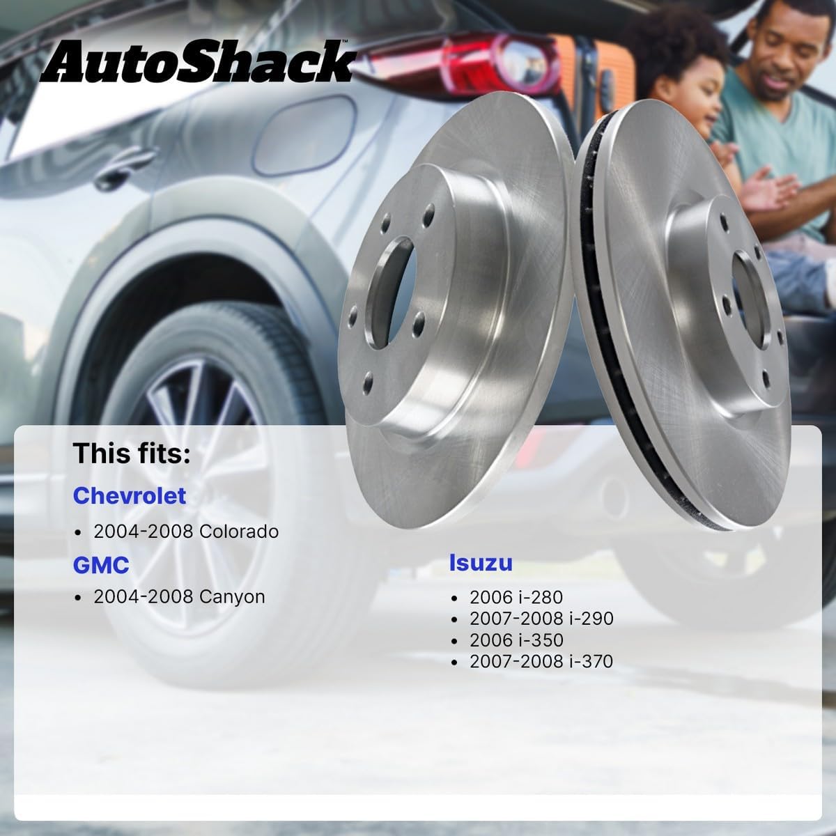 AutoShack Front Vented Brake Rotors 2-PC Set Replacement for 2004-2008 Chevrolet Colorado 2004-2008 GMC Canyon 2007-2008 Isuzu i-290 2007-2008 Isuzu i-370 11.02" (280 mm)